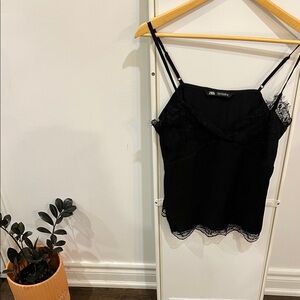 Zara Black Cami with Lace Details